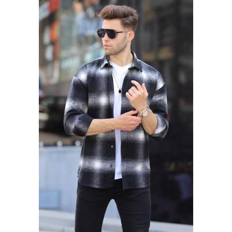 Black Regular Fit Plaid Shirt 5558 - Siyah