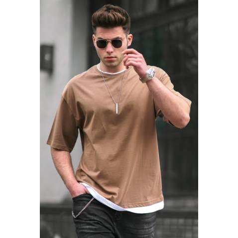 Madmext Brown Oversize T-shirt for Men 4978 - Kahverengi