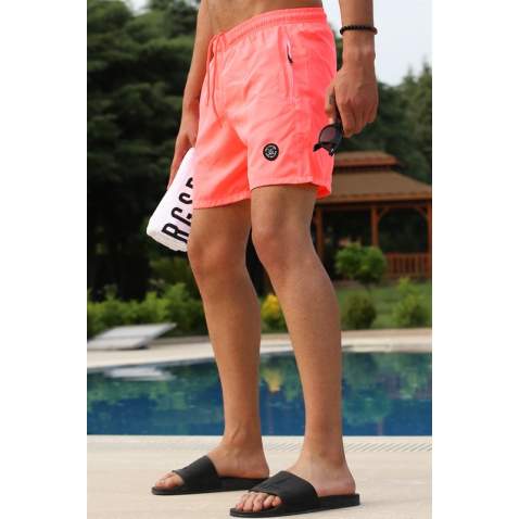 Men Basic Neon Soft Pink Swim Shorts - Pudra