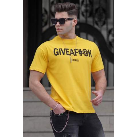 Madmext Yellow Printed T-shirt for Men 4969 - Sarı