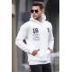 White Printed Hoodie Sweatshirt 6006 - Beyaz