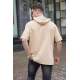 Men Beige Oversize Hoodie T-Shirt 5853 - Bej