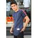 Madmext Navy Blue Striped T-shirt for Men 3039 - Lacivert