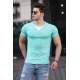 Madmext Turquoise Button-up T-shirt for Men 4581 - Turkuaz