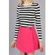 Women Crewneck Black Striped Sweater - Siyah