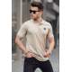 Men Striped Beige Polo T-Shirt 5879 - Bej