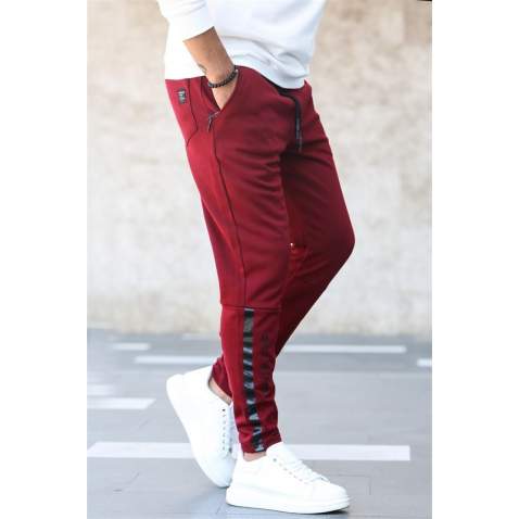 Madmext Men Printed Maroon Sweatpants 4213 - Bordo