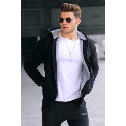 Madmext Men Black Cardigan 22377 - Siyah