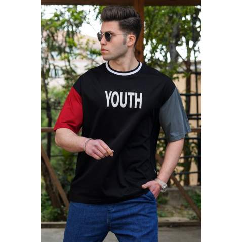 Madmext Black Printed T-shirt for Men 5214 - Siyah