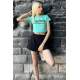 Mint Green Printed Crop T-Shirt MG1535 - Mint yeşili