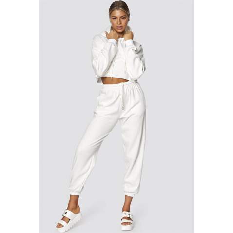 Mad Girls White Hooded Women Tracksuit Set MG467 - Beyaz