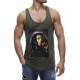 Sleeveless T-Shirt In Bob Marley's Printed and Khaki Color 2634 - Haki yeşili