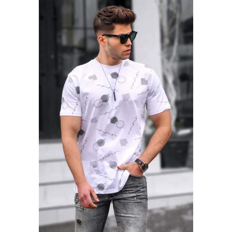 Madmext Men Printed White T-Shirt 5392 - Beyaz