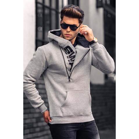 Madmext Men Gray Hoodie Sweatshirt 1767 - Gri