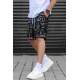 Madmext Men Printed Black Capri Shorts 2408 - Siyah