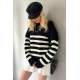 Black Striped Sweater MG1258 - Siyah