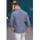 Men Navy Blue Linen Shirt 5548 - Lacivert