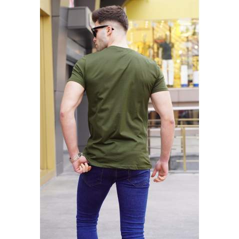 Madmext Khaki Printed T-shirt for Men 4018 - Haki