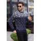 Navy Blue Designed Knitwear Sweater 5971 - Lacivert