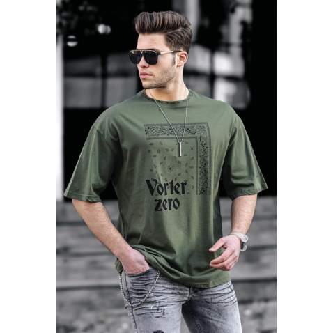 Madmext Khaki Printed T-shirt for Men 4964 - Haki