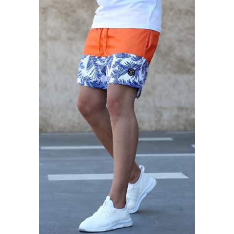 Madmext Orange Printed Swim Wear Short 2949 - Turuncu