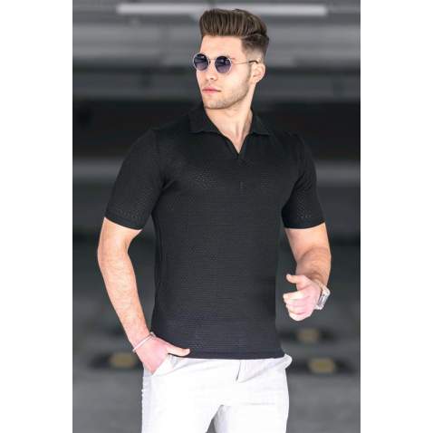 Madmext Men Black Polo T-shirt 5074