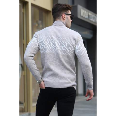 Mink Gray Turtleneck Knitwear Sweater 5970 - Vizon