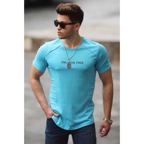 Madmext Blue T-shirt for Men 4556 - Mavi