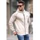 Beige Hooded Zip-Down Sweatshirt 4701 - Bej