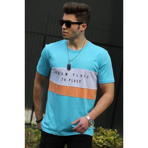 Madmext Turquoise Printed T-shirt for Men 4499 - Turkuaz