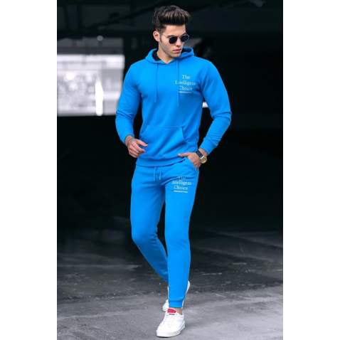 Madmext Blue Printed Men Sweatpants 4725 - Mavi