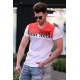 Madmext White "Over Think" Printed T-shirt for Men 3080 - Beyaz