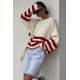 Mad Girls Ecru Striped Sweater MG1254 - Ekru