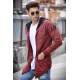 Madmext Men Maroon Cardigan with Hooded 2223 - Bordo