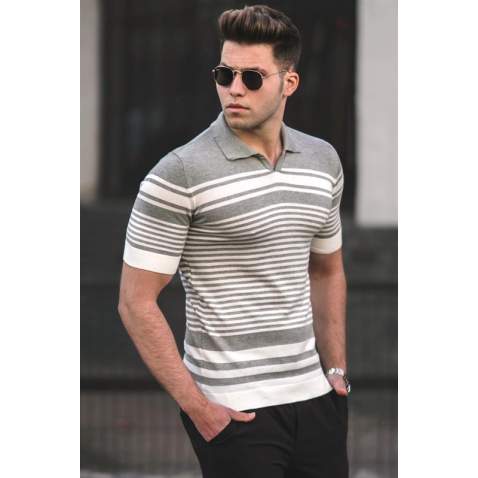 Madmext Men Gray Polo T-shirt 5083 - Gri