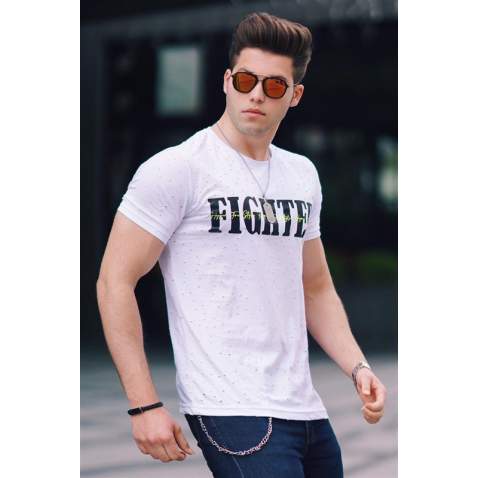 Madmext White Rapped T-shirt for Men 4592 - Beyaz