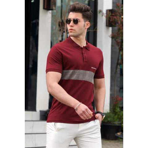 Madmext Men Knitwear Maroon Polo T-shirt 5212 - Bordo