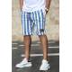 Madmext Saxe Striped Capri for Men 2915 - Sax mavi