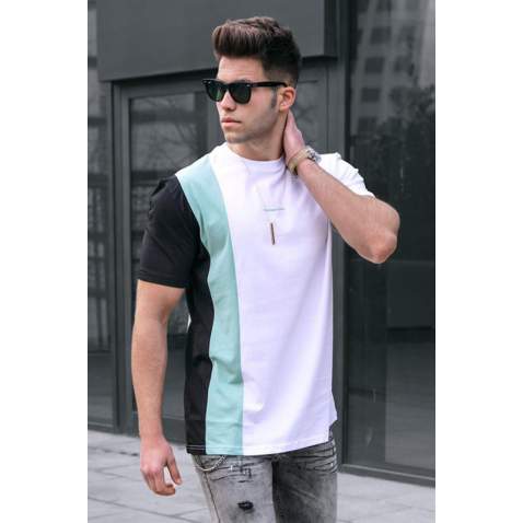 Madmext Men Striped White T-shirt 5370 - Beyaz