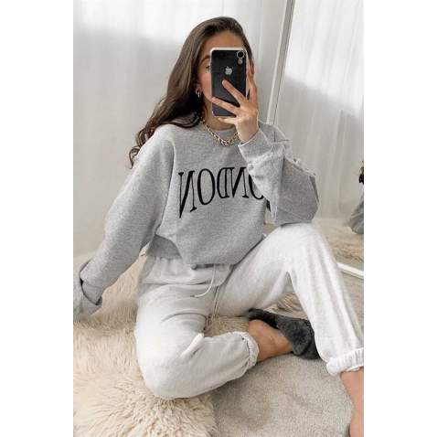 Mad Girls Gray Women Sweatshirt MG699 - Gri