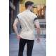 Striped Beige Polo T-Shirt 5877 - Bej