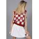 Women Designed Tile Red Sweater - Kiremit