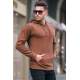 Brown Basic Hoodie Sweatshirt 6014 - Kahverengi