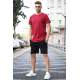 Madmext Men Maroon/Black T-shirt/Shorts Set 5655 - Bordo/siyah