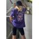 Purple Printed Oversize T-Shirt MG1513 - Mor