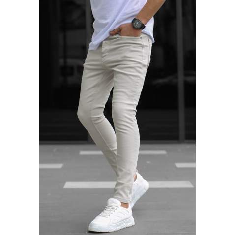 Men Light Beige Slim Fit Jeans - Açık bej