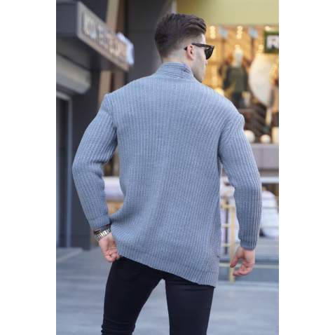 Smoke Gray Basic Knitted Cardigan 5997 - Füme