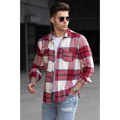 Madmext Men Plaid Red Shirt 4921 - Kırmızı