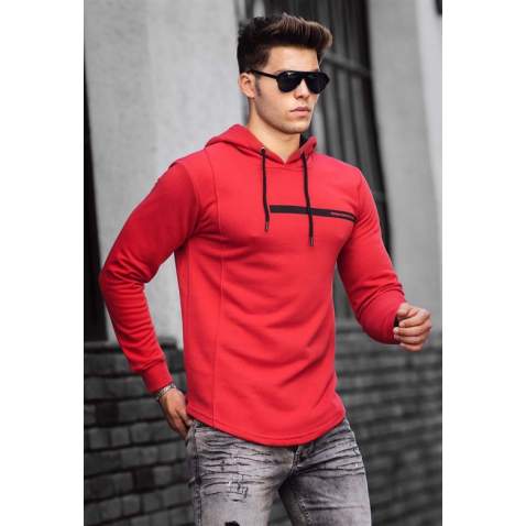 Madmext Red Printed Hoodie 4694 - Kırmızı