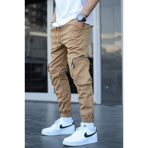 Madmext Men Cargo Tan Brown Trousers 5650 - Taba